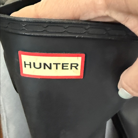 Hunter Black Tall Rubber Rain Boots with Red Logo - Picture 6 of 7